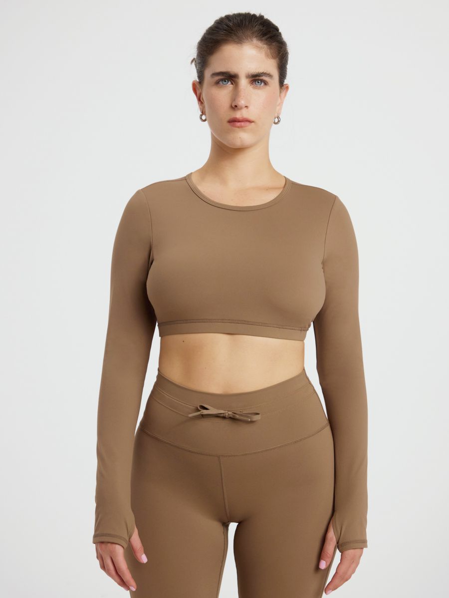 חולצת קרופ שרוולים ארוכים מבד ilios