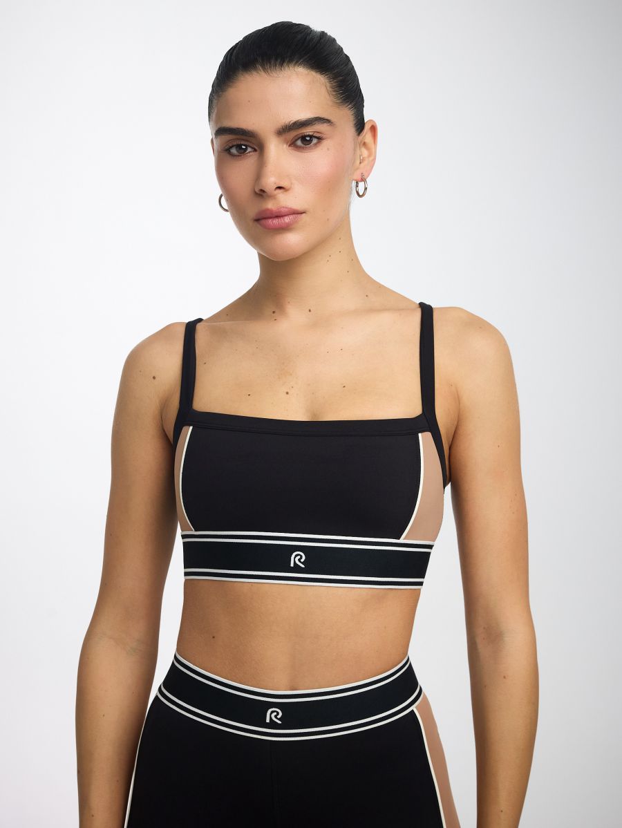 חזיית ספורט קולור בלוק מחשוף ישר מבד nero