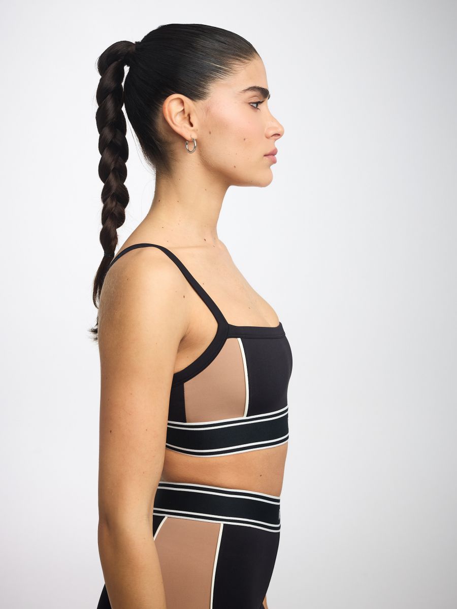 חזיית ספורט קולור בלוק מחשוף ישר מבד nero