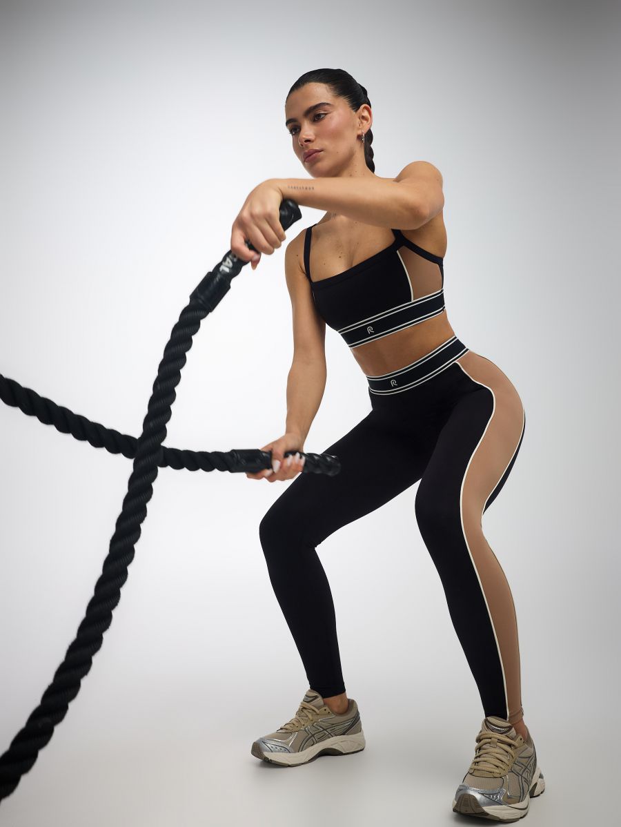 טייץ קולור בלוק אורך ”28 מבד nero