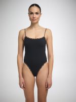 בגד ים שלם גב פתוח עם כתפיות דקות