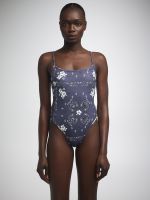 בגד ים שלם גב פתוח עם כתפיות דקות