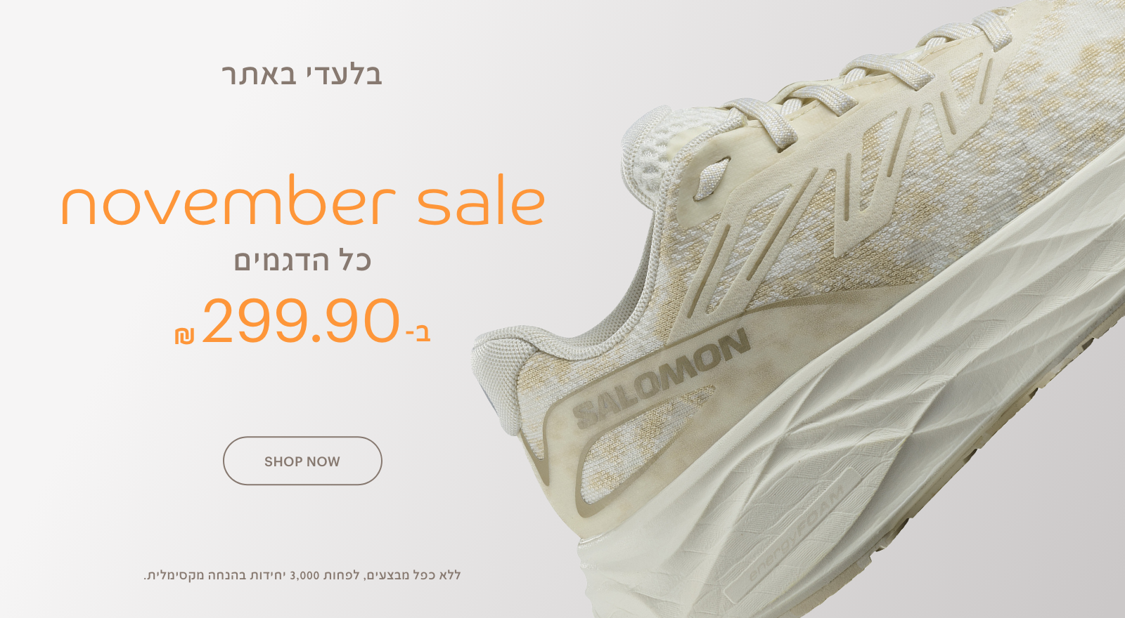 פנטה ריי וסלומון נובמבר סייל. כל הדגמים 299.90 ש"ח. לקניה. ללא כפל מבצעים.לפחות 3,000 יחידות בהנחה מקסימלית